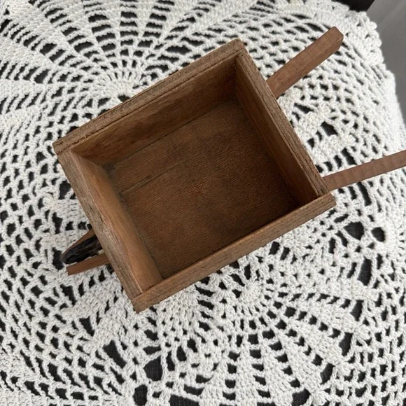 Vintage Rustic Wood Wheelbarrow Planter w/ Pyrography Hearts with Shovel Decor - Picture 3 of 6